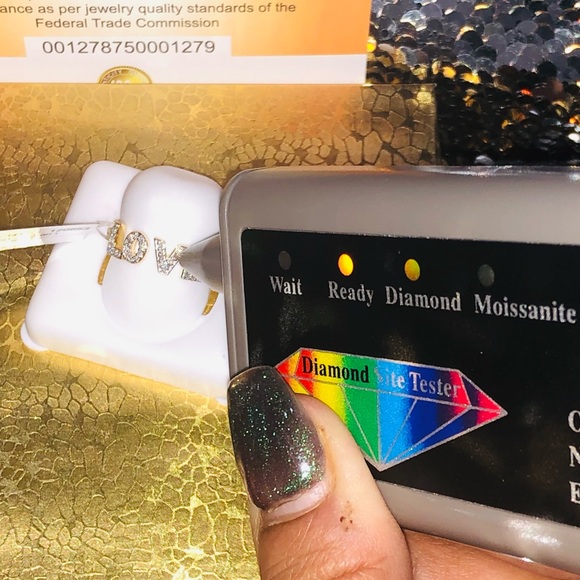 10k solid gold real diamond Love ring for women, Not Plated! free Appraisal sale - Picture 4 of 11